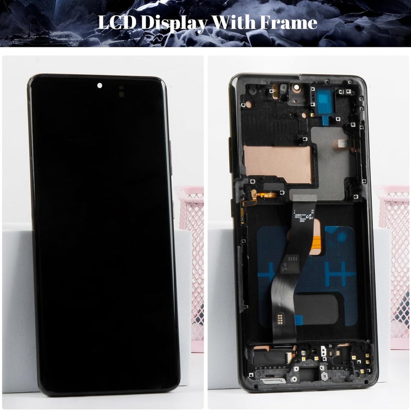 SRJTEK OLED for Samsung Galaxy S21 Ultra 5G Screen Replacement for Galaxy S21 Ultra 5G LCD Display for SM-G998U SM-G998b/DS Ddigitizer Touch Screen Repair Part + Tools(Black With Frame,With Fingerprint) - Image 4